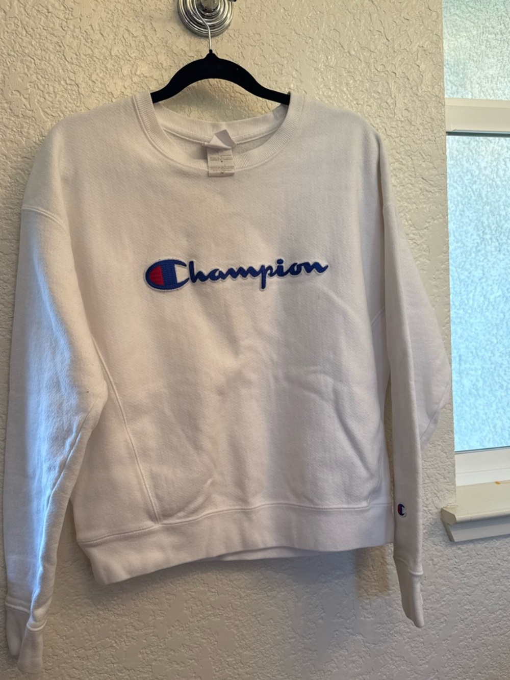 Classic Logo Champion Sweatshirt White  Heritage Street Wear Unisex Size Medium